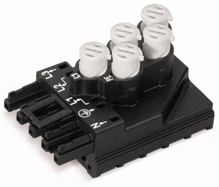 Wago 772-262 Tyhjennysliitin musta 5-napainen, 400 V, Liitäntätulpat & kaapelit