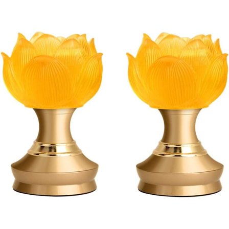 LED Lotus Buddhistisk Lampa, Varmgul Buddha Lotus Lampa, 2 i 1 U