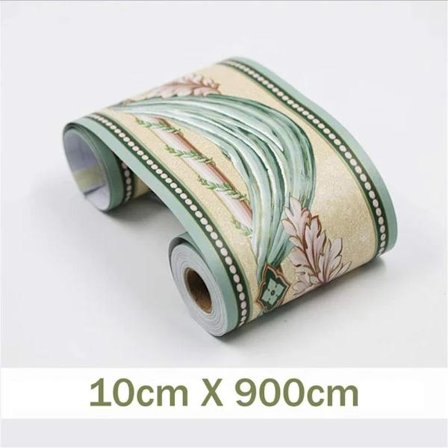 Selvklæbende vægbordure tapetbordure selvklæbende til køkken, badeværelse, loft, stue, soveværelse vægdekoration grønt draperi 10cm X 900cm