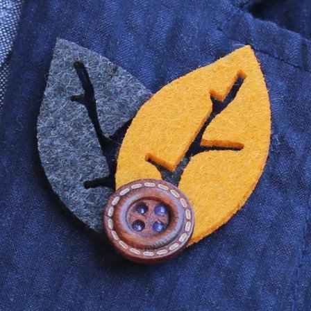 Grey & Orange Leaf Lapel Pin for Men - Leaf Lapel Pins