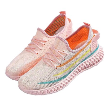 Sneakers Storlek 39 Andningsbart Nät Mjuk Bekväm Lätt Matchande Vandringsskor för Kvinnor Dagligt Bruk H06 Rosa