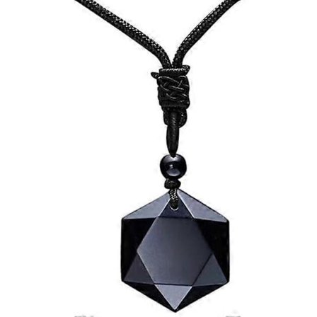 Unisex Naturlig Energi Sten Hexagram Obsidian Halsband Smycke Gåva