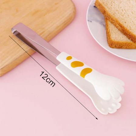 Kjøkken matlaging tang søt kattepote form rustfritt stål liten salat grill mat tang hvit S