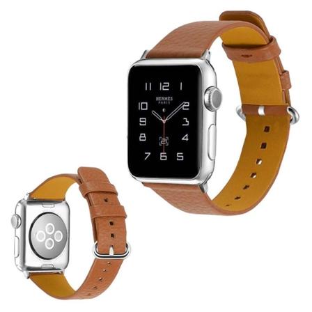 Apple Watch Series 3/2/1 42mm litchi tekstuurinen kellonauha - Ruskea Brown