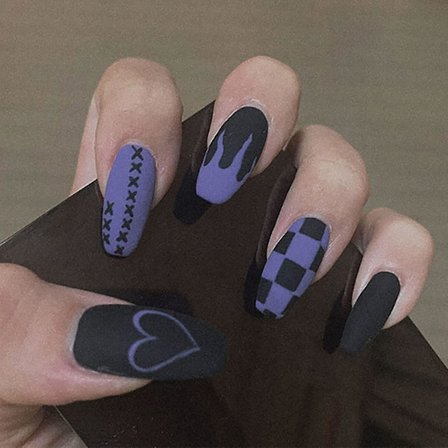 2024 48 st Glansiga Tryck På Naglar, Medium Stiletto Lösnaglar, Falska Naglar Med Lim