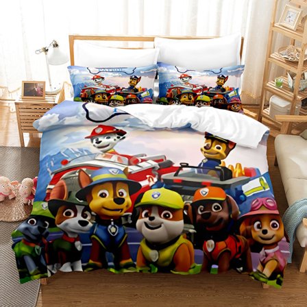 Tecknad Paw Patrol 3D digitaltryck tredelat lakan och påslakan