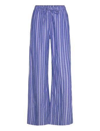 Gina Tricot Cotton Poplin Trousers - Blue - S