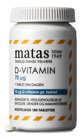 Matas Striber D-vitamin 70 μg 180 tabl., Helse & Madvarer, Vitaminer, D-vitamin