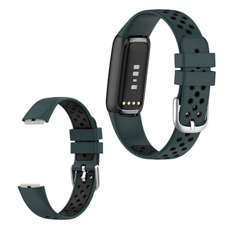 15,4 mm Fitbit Luxe klockarmband i tvåfärgad silikon - Olivgrön / Svart