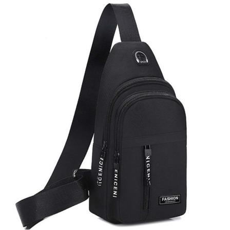 Crossbody axelväskor för män Bröstväska Pack Slingväska för utomhusresor Sport Black