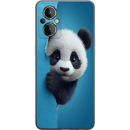 Kompatibelt Mobilskal till OnePlus OnePlus Nord N20 5G Söt panda som tittar fram genom papper i mjuk 3D-illustration
