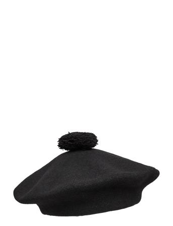 Pom Pom Beret Solid Black Papu