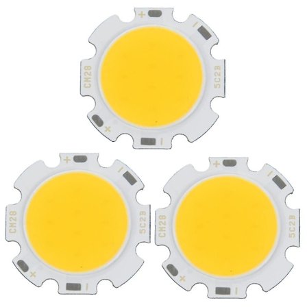 3x 5w Chip Lys Rund Cob Super Lys Led Lyspærer Varm Hvit Dc15-17v