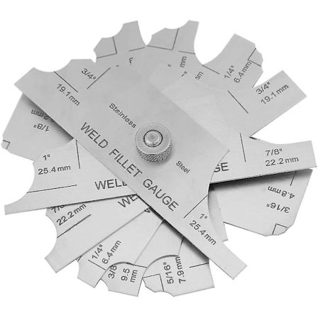 Saumanauhan mittaussetti, ruostumaton teräs, hitsausmittausasteikko tuuma/metri, kupera hitsausviivain