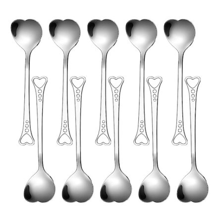 10 stk Hjerteformet Kaffeskjeer i Rustfritt Stål Kjøkkentilbehør Dessert Sukkeromrørerskjeer