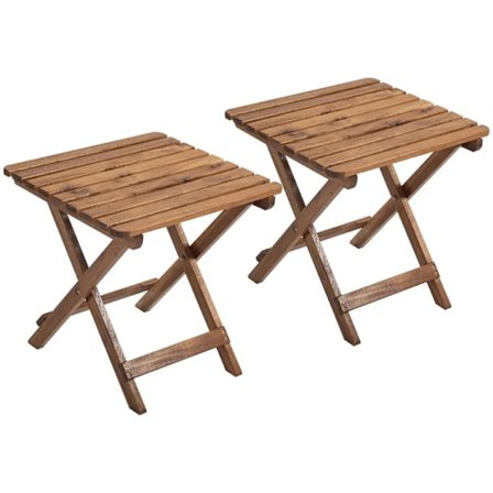 Rootz Foldebord - Sidebord - 2 sæt Haveborde - Sammenklappeligt Campingbord - Bord Til Have & Balkon - Akacietræ - Teaktræ - 45 x 45 x 45 cm