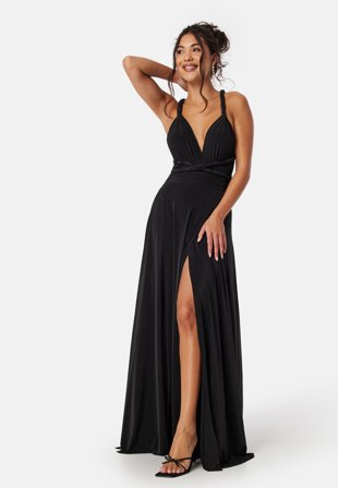 Goddiva Multi Tie Maxi Dress Split Black Klær