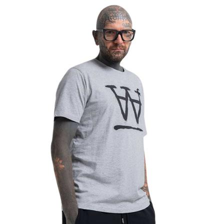 Wood Wood ACE T-shirt , Grijs , Heren , Maat: S