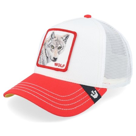 Goorin Bros. - White - trucker - Cap - The Wolf White/Red A-Frame Trucker - Hatstore