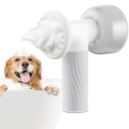 Hundebadebørste, automatisk skummende hundeshampoobørste, silikone hundebadebørste med sæbedispenser til hunde katte