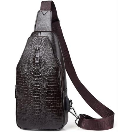 Läderryggsäck för män Kvinnor Utomhusresor Camping Fiske Vandring Crossbody Shoulder Chest Pack