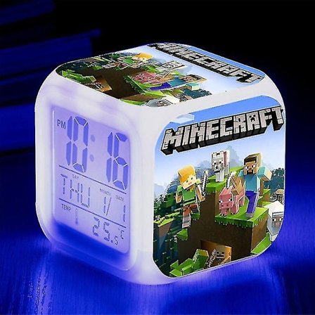 Minecraft Vekkerklokke Coolie Skremt Tegneserie Led Digital Farge - Perfekt