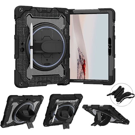 Fodral för Surface Go 3 2021, Surface Go 2 2020, Surface Go 2018, Robust Stötskyddande Fodral med Skärmskydd, Rotationshandtag Stativ