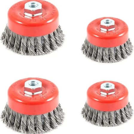 Vinkelsliber stålbørste, Ø 75 mm + Ø 100 mm vinkelsliber stålbørste