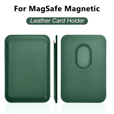 Luksus for Magsafe magnetisk skinn lommebok etui for iPhone 11 12 13 14 15 Pro Max S23 kortholder telefonveske deksel tilbehør Alpine Green