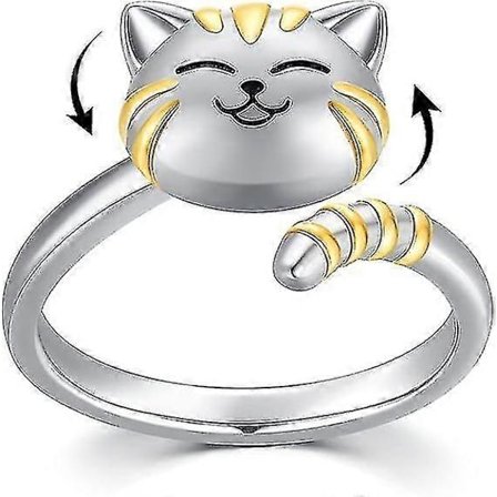 Sød Kat/Hund Spinner Ring 925 Sterling Sølv Dyr Kat/Hund Fidget Ring Mod Angst Til Kvinder Piger Stresslindrende Angst