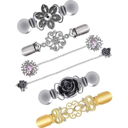 6 kpl Retro Cardigan-soljet, Paita-soljet, Antiikki Kukkamalli Huivi-soljet, Mekko-soljet, Huivi-soljet Naisille Tytöille