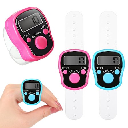 2 stycken Handhållna Användbara Digitala Visningsräknare för Stickning och Virkning Blå Rosa Räknare Stickningsräknare db