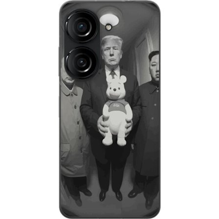 Yhteensopiva Puhelinkuori Asus Asus Zenfone 10 Mustavalkoinen taideteos surrealistisella poliittisella symboliikalla ja odottamattomalla kontrastilla,