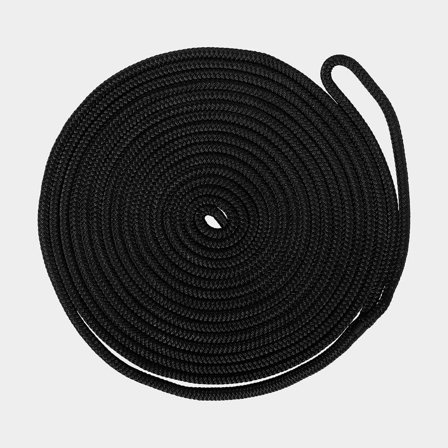 Landvast met gesplitste lus Robline Vinga, dubbelgevlochten polyester, Ø14 mm, 12 meter, zwart