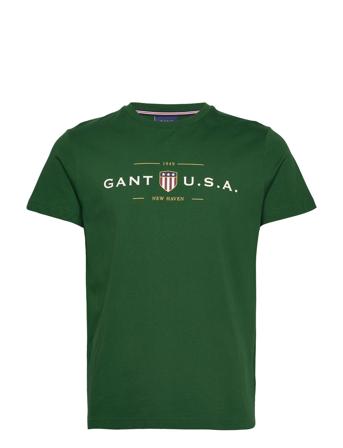 D1. Banner Shield Ss T-Shirt T-shirt Grøn GANT