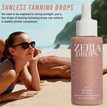 ZeriaFremmer naturlig mørkere farge, Selvbrunende-dråper-for-mørk-falsk-solbrunfarge