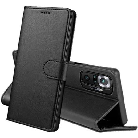 Coque Portefeuille - Phonillico - Xiaomi REDMI NOTE 10 PRO - Musta - Nahkaefekti - Videotuki