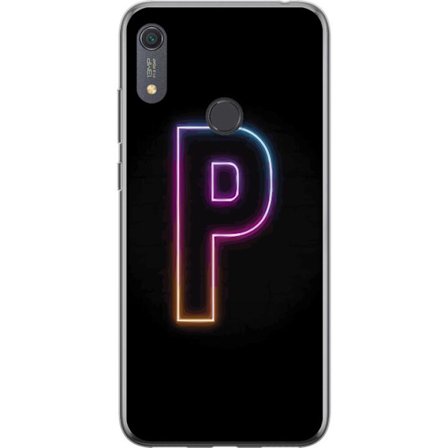 Yhteensopiva Puhelinkuori Huawei Huawei Y6s (2019) Minimaalinen neonkirjain P värin asteittaisella muutoksella ja valotehosteella mustaa taustaa vast