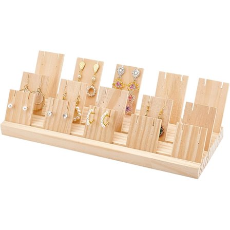 Øreringeholder i træ - Smykkestativ Halskædeholder med 3 størrelser 15 stykker - Stativ til salg Visning Visitkort til smykkeforretninger