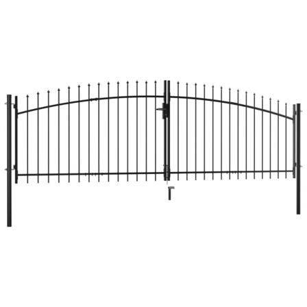 Vidaxl Dubbelgrind Med Spjut-toppar 400x150 Cm Svart