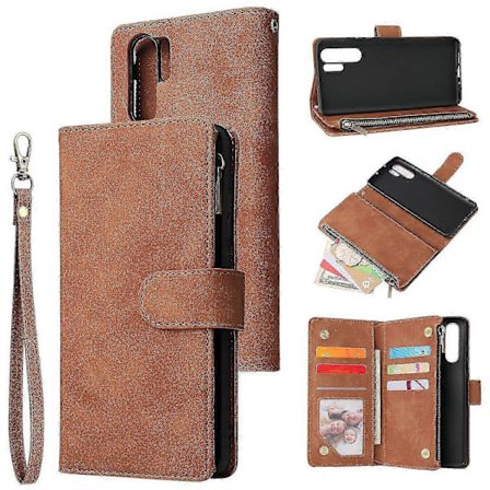 Premium PU Læder Magnetisk Etui til P30 Pro med Lynlåslomme & Kortlommer