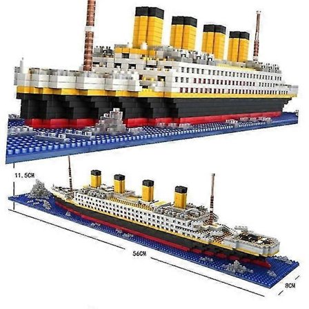1800+ Deler Titanic, Modellbåt Cruiseskip, DIY Diamant Byggeklosser