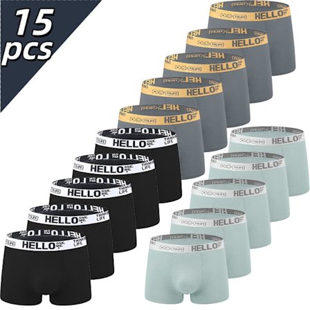 Boxershorts til mænd - Åndbare, komfortable, ensfarvede, perfekte til hverdagsbrug, fitnesscenter eller daglig brug 15 striber (tre farver)