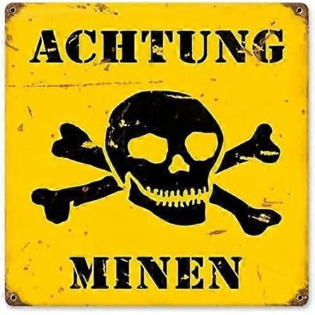 Achtung Minen Metallikyltit Sotilaallinen 12" x 12" Tuuman Peltikyltti Juliste Yhteensopiva Baari Autotalli Koti Miesluola Pub Seinäsisustus
