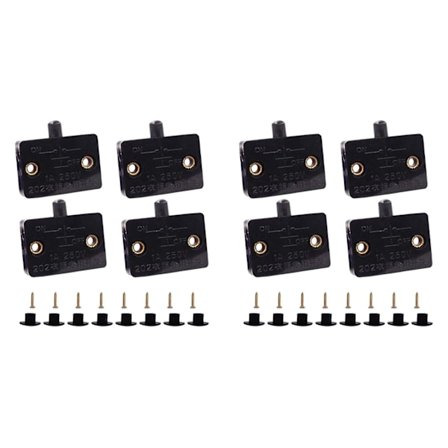 8 stk. Skabsdørsafbryder Skabslåge Afbryder Skuffer Åben Ved Lukning Af Dør Anvendelig Til 12v 24v 110v