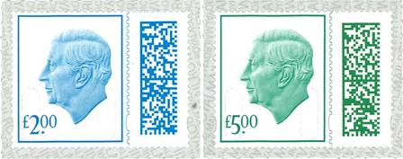 England - Dagligmærker 2023 - Charles III - Med værdiangivelse - Høje værdier - Postfrisk sæt 2v