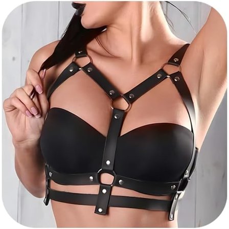 Lædersele til Kvinder Mode Punk Goth Bælte Talje Kropskæde Bælter Justerbar Rem Kropssele Rave Smykker