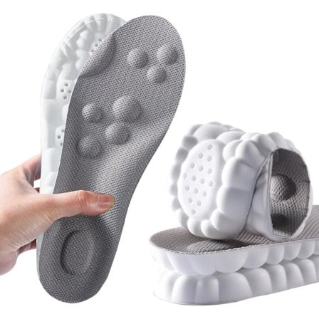 Unisex memory foam indlægssål med svangstøtte, åndbar og stødabsorberende (4/4.5 UK, grå)