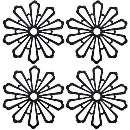 Silikoneunderlagssæt til varme retter, gryder og pander, køkken, sort