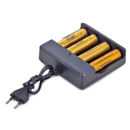 4x Battery Charger - 14500, 16340, 18650, 26650, 32650 Batteries Black